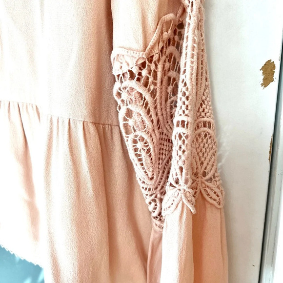 NWT Joie Emelda Bell Sleeve Blouse Blush Pink Lace Feminine Womens Size Large - Picture 5 of 14